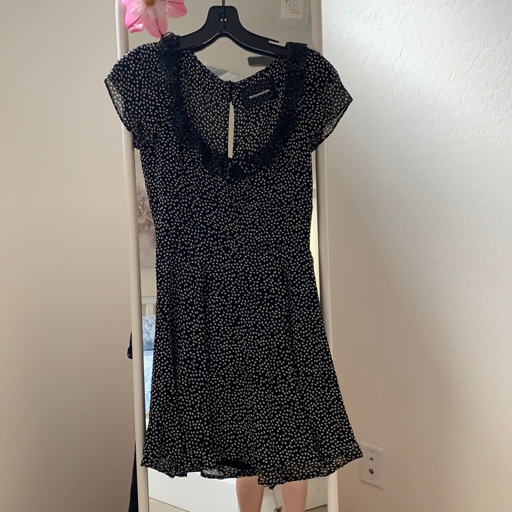 Reformation black and white mini dress.